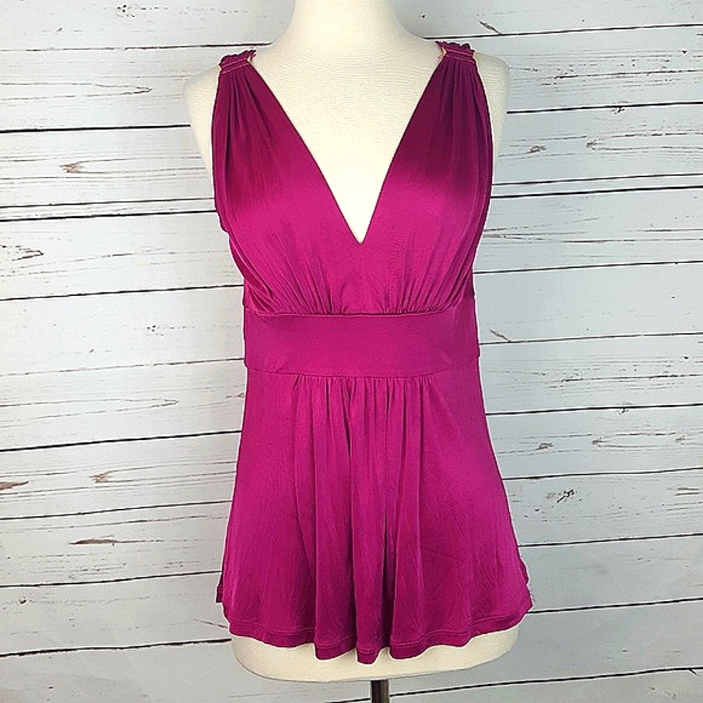 Fuchsia Express Deep V Neck Sleeveless Top